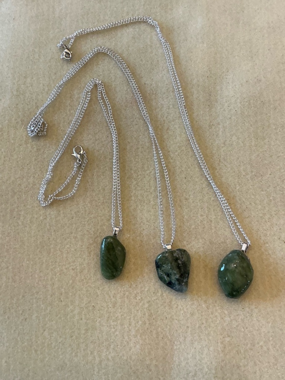Handmade Stone Pendant Necklaces, set of 3